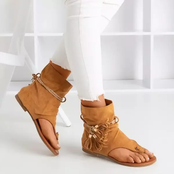 OUTLET Brown flip-flops with Semara upper - Footwear