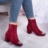OUTLET Burgundy boots with a decorative toe on a low post Hayley - Footwear