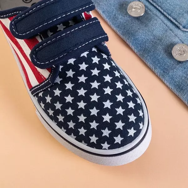 OUTLET Children's navy blue sneakers with stars Marbas - Footwear
