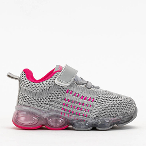 OUTLET Children's sports shoes in gray with pink elements Dons - Footwear