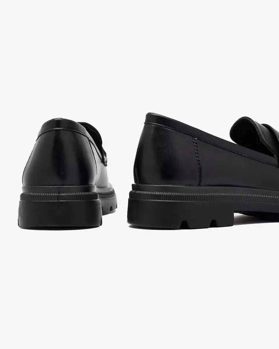 OUTLET Eco leather black moccasins for women Raffive - Footwear