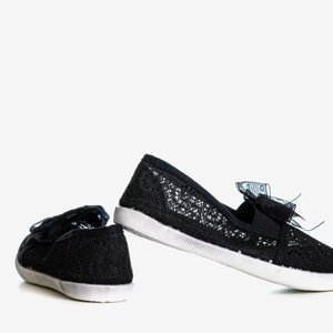 OUTLET Girls' black openwork slip - on with a bow Farima - Footwear