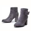 OUTLET Gray and purple boots with a bow on a high post Lucia - Shoes