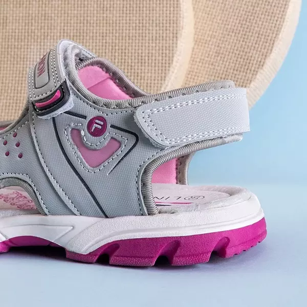 OUTLET Gray children's Ligs velcro sandals - Footwear