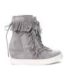 OUTLET Gray sneakers with fringes on an indoor Kennedy wedge - Footwear
