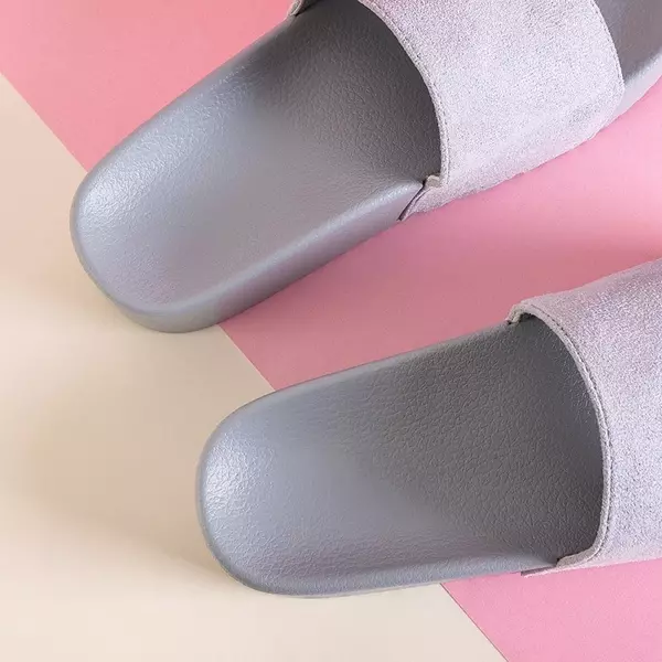 OUTLET Gray women's slippers on a high platform Patti - Footwear
