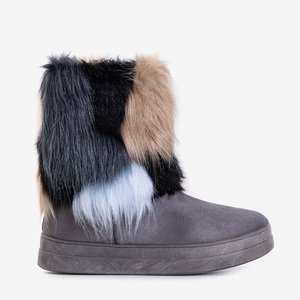 OUTLET Gray women's snow boots with fur Marell - Footwear