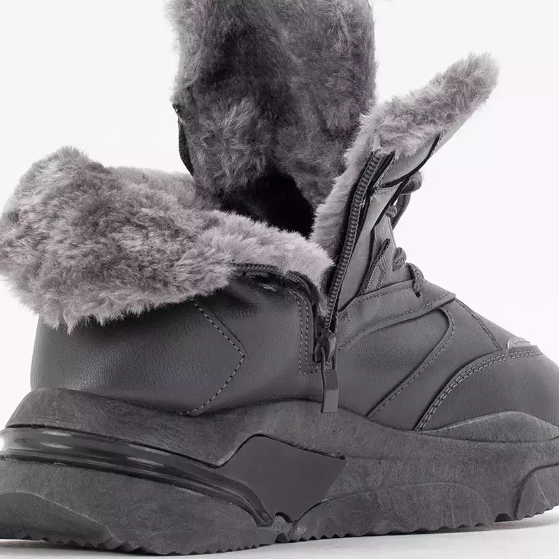 OUTLET Gray women's sports snow boots Amirshu - Footwear