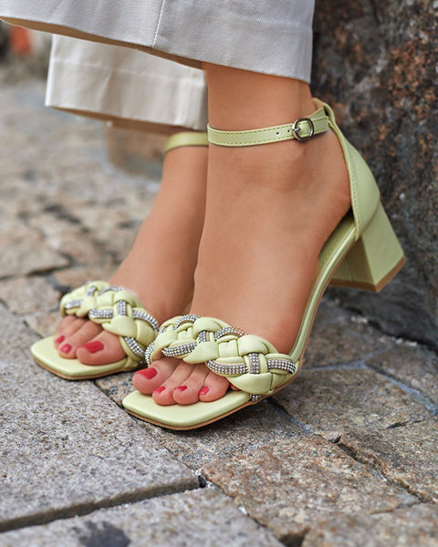 OUTLET Green women's sandals on the Marienka post - Footwear
