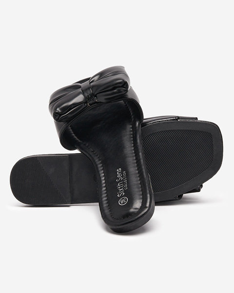 OUTLET Ladies' black slippers with a Macline bow - Footwear