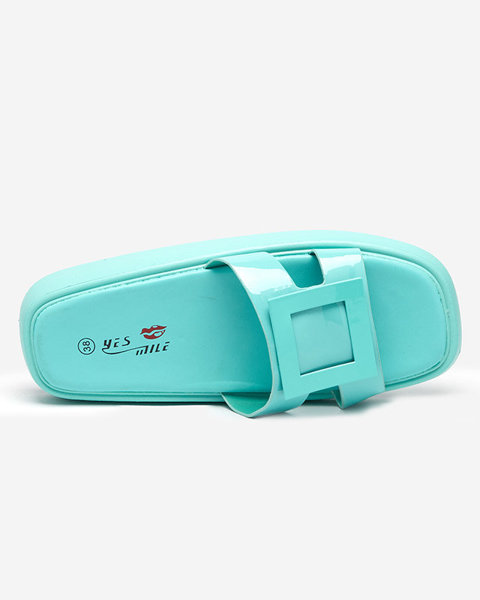 OUTLET Ladies' mint slippers with Zegor decoration - Footwear