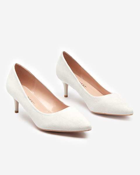 OUTLET Light gray women's pumps on a low heel Oia - Clothing