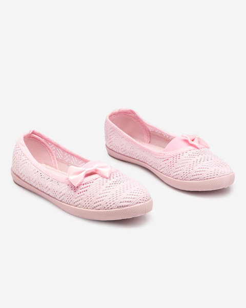 OUTLET Light pink slip on sneakers for girls with an openwork Locuni-Shoes upper