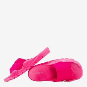 OUTLET Neon pink slippers with mesh Sensie - Footwear