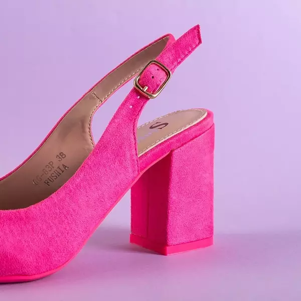 OUTLET Neon pink women's high-heeled sandals Dolores - Footwear