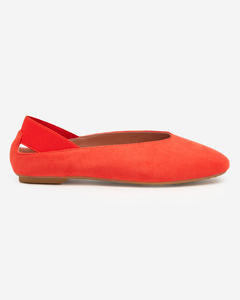 OUTLET Orange women's ballerinas with square toe Lojara- Footwear