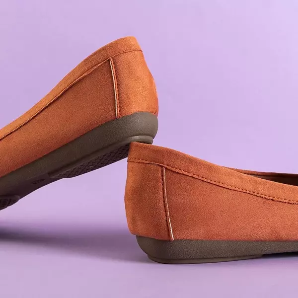 OUTLET Orange women's eco-suede loafers Leoncja - Shoes