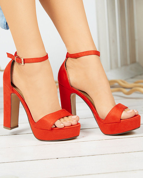 OUTLET Orange women's sandals with a higher heel Cerista - Footwear