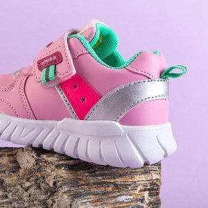 OUTLET Pink children's sports shoes with mint inserts Nelina - Footwear
