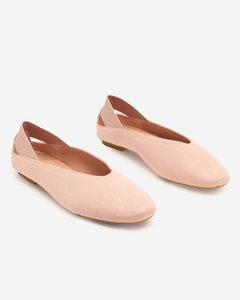 OUTLET Pink women's ballerinas with a square toe Lojara - Shoes