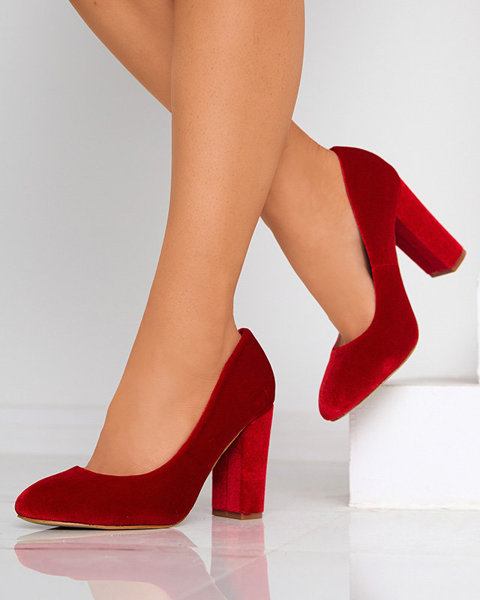 OUTLET Red women's pumps on the Scultu post - Footwear