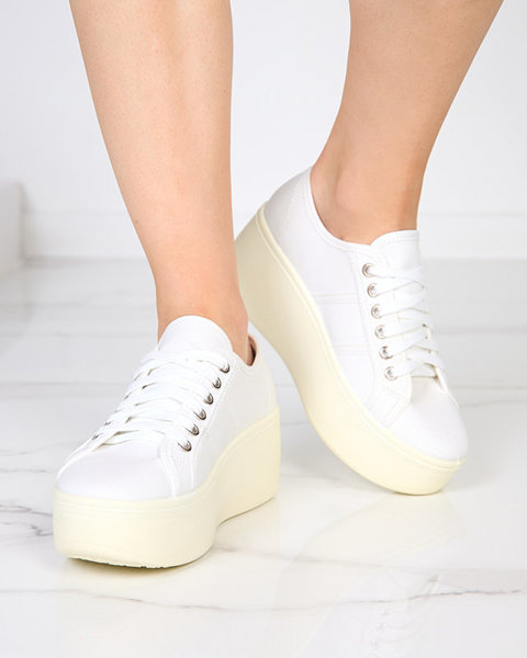 OUTLET White - ecru sports sneakers on the Darru- Footwear platform