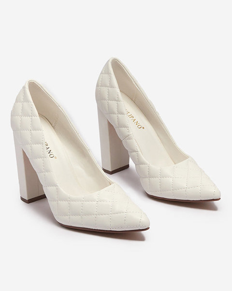 OUTLET White women's pumps with embossing Torosa- Footwear