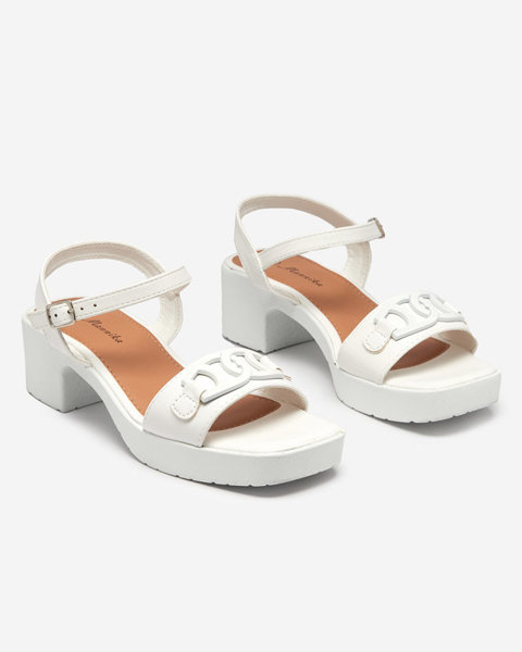 OUTLET White women's sandals on the Frokio post - Footwear