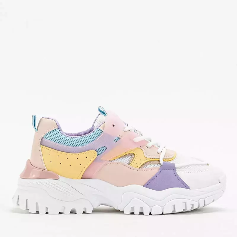 OUTLET White women's sneakers with pink Goi elements - Footwear