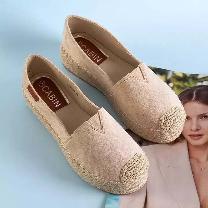 OUTLET Women's beige eco-suede espadrilles on the Ceresa platform - Footwear