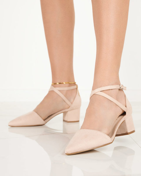 OUTLET Women's beige sandals on a Crisco post - Footwear