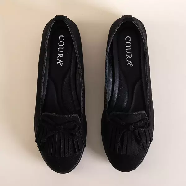 OUTLET Women's black moccasins with tassels and Laureana bow - Shoes