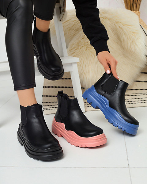 OUTLET Women's black slip-on boots on a blue sole Beja - Footwear