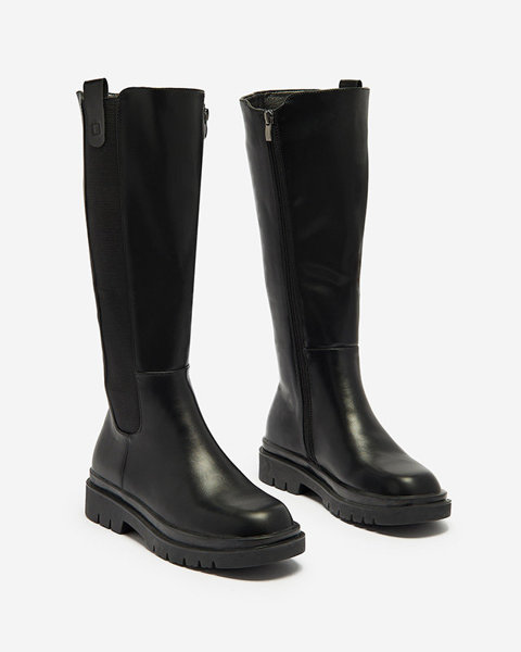 OUTLET Women's eco-leather knee-high boots in black color Orikas - Footwear
