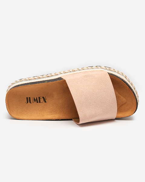 OUTLET Women's eco suede slippers in pink Kiccoro- Footwear