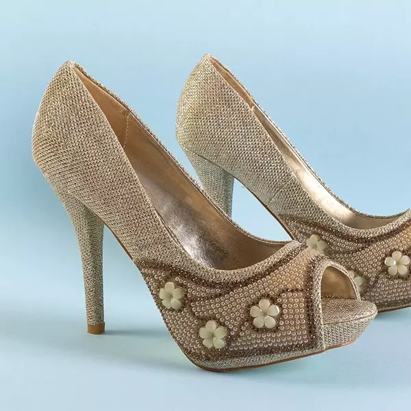 OUTLET Women's gold high stiletto pumps Christyn - Footwear