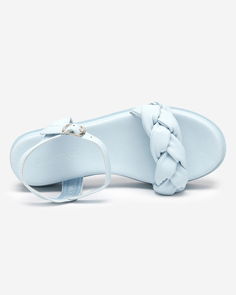 OUTLET Women's light blue sandals with a braided belt Kafha - Footwear