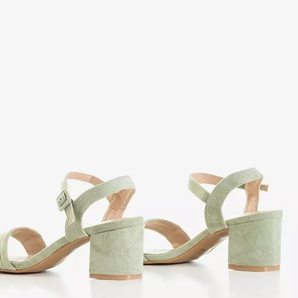 OUTLET Women's light green sandals on a low post Niusty - Footwear
