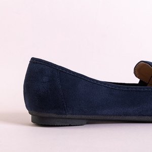 OUTLET Women's navy blue eco-suede loafers with Daiane fringes - Footwear
