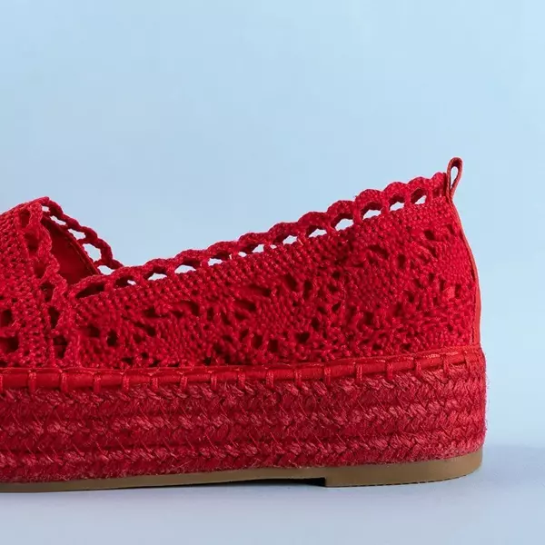 OUTLET Women's red openwork espadrilles on the Abra platform - Shoes