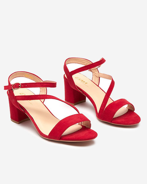 OUTLET Women's sandals on a post in red Klodu- Shoes