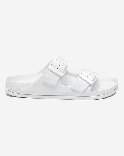 OUTLET Women's white slippers with buckles Teliwo - Footwear