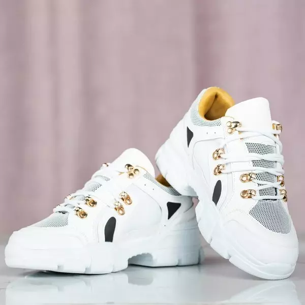 OUTLET Women's white sneakers with a thick sole Olyssotia - Footwear
