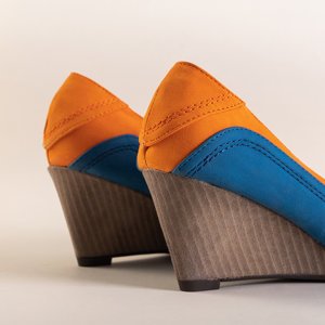 Orange and blue women's wedge pumps Linnea - Shoes