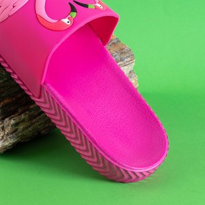 Pink children's slippers with flamingos Finnie - Footwear