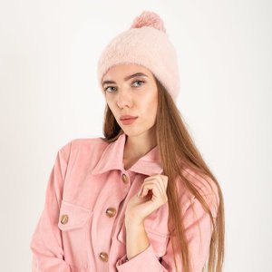 Pink fur hat with pompom - Accessories