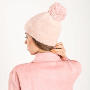 Pink fur hat with pompom - Accessories