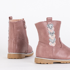 Pink girls boots with a decorative upper Nokimi - Footwear