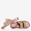 Pink - gold flip-flops with cubic zirconia Joess - Footwear 1