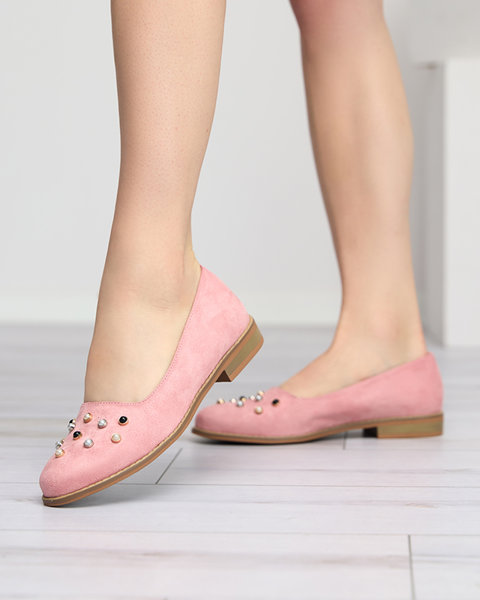 Pink women's ballerinas with Coinel pearls - Shoes